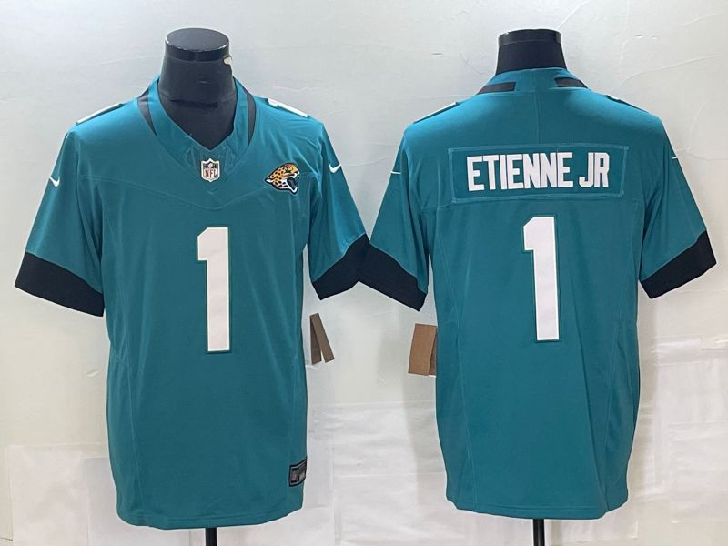 Men Jacksonville Jaguars #1 Travis Etienne Nike Green Vapor F.U.S.E. Limited NFL Jersey->dallas cowboys->NFL Jersey